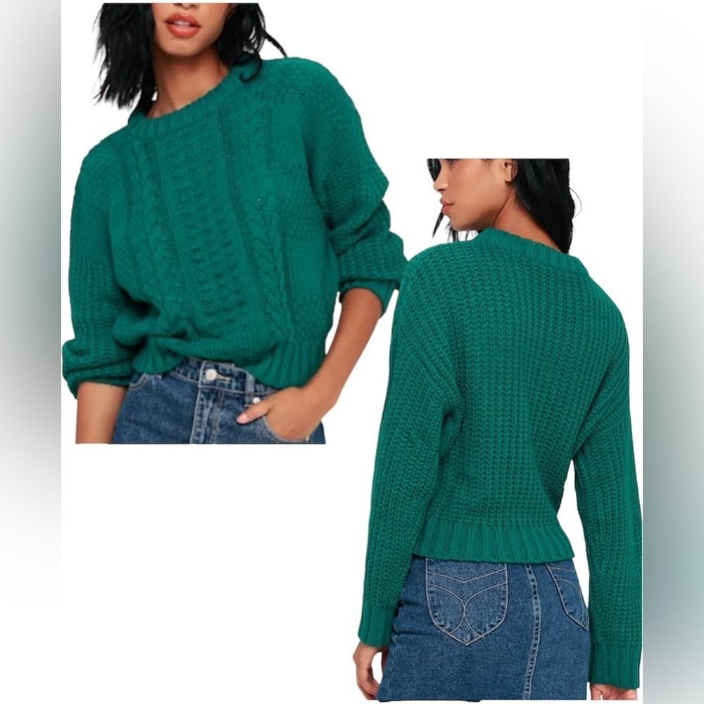 Lush Teal Cable Knit Sweater